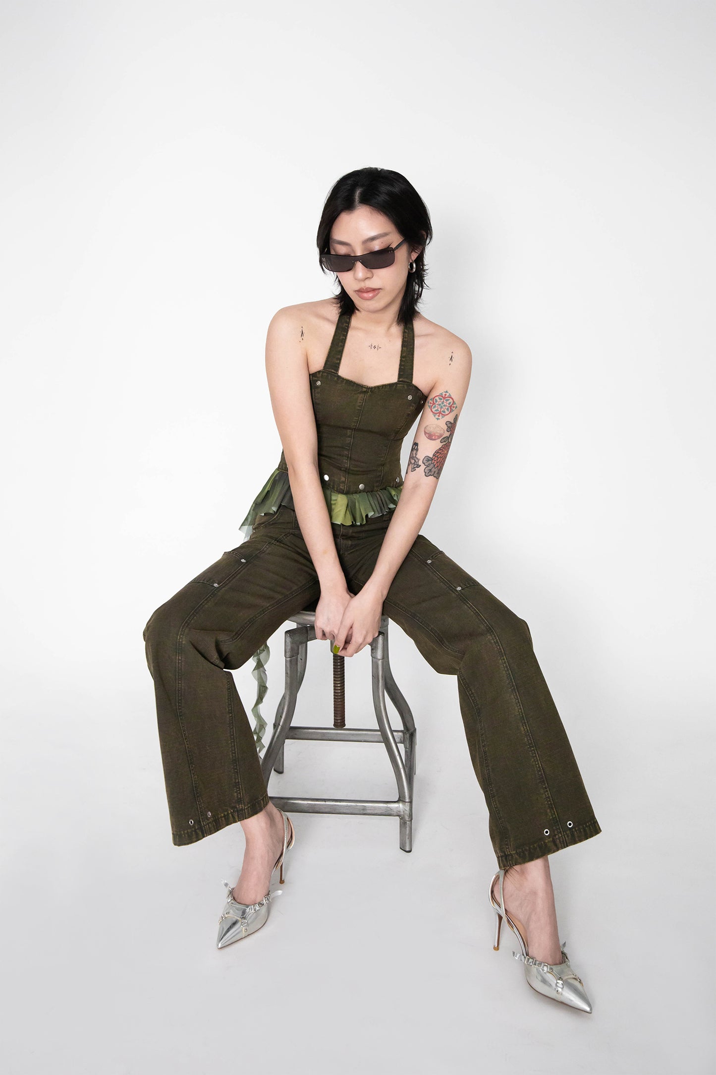 BRADDY RIVET PANTS (OLIVE)