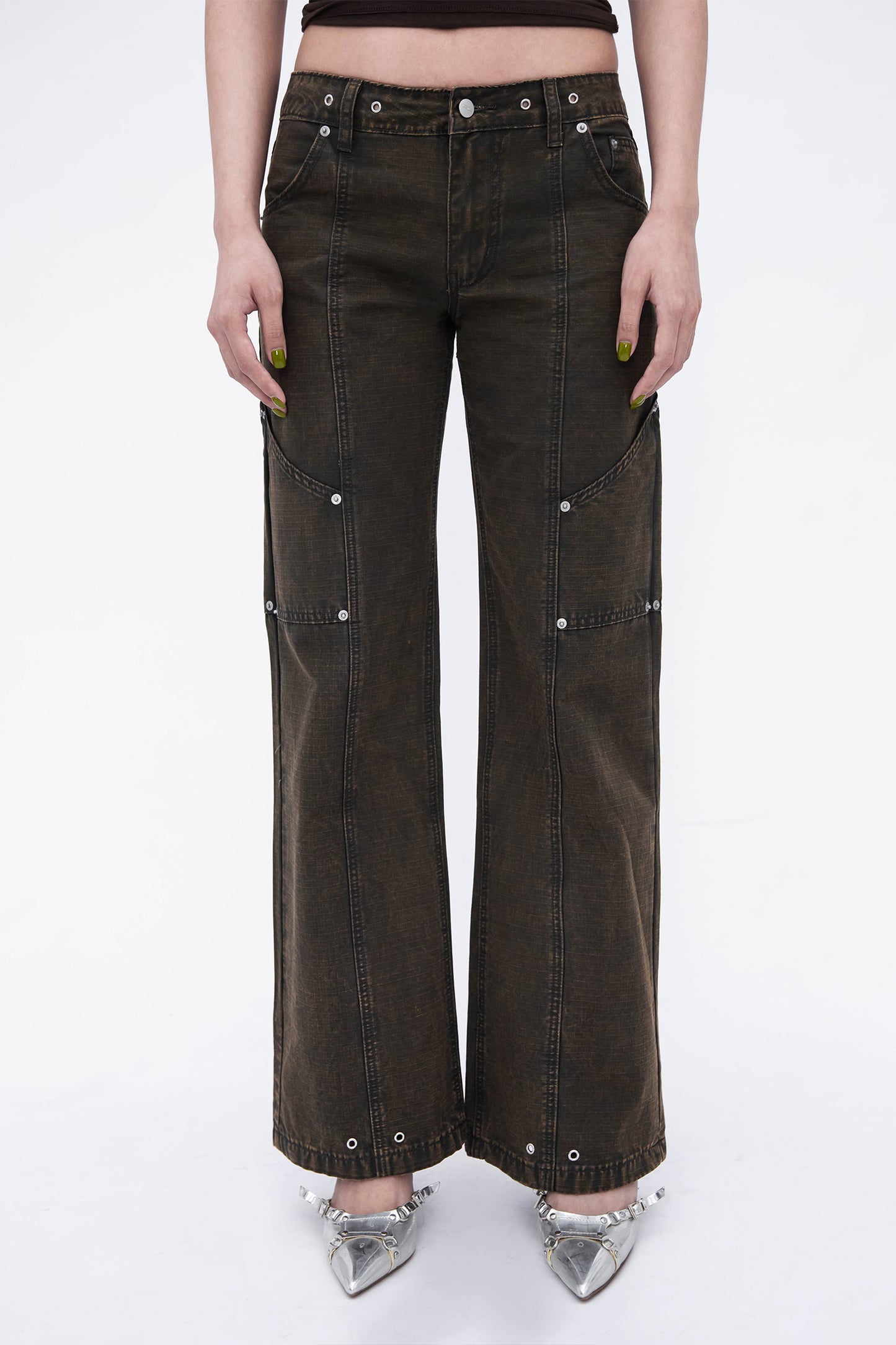BRADDY RIVET PANTS (OLIVE)