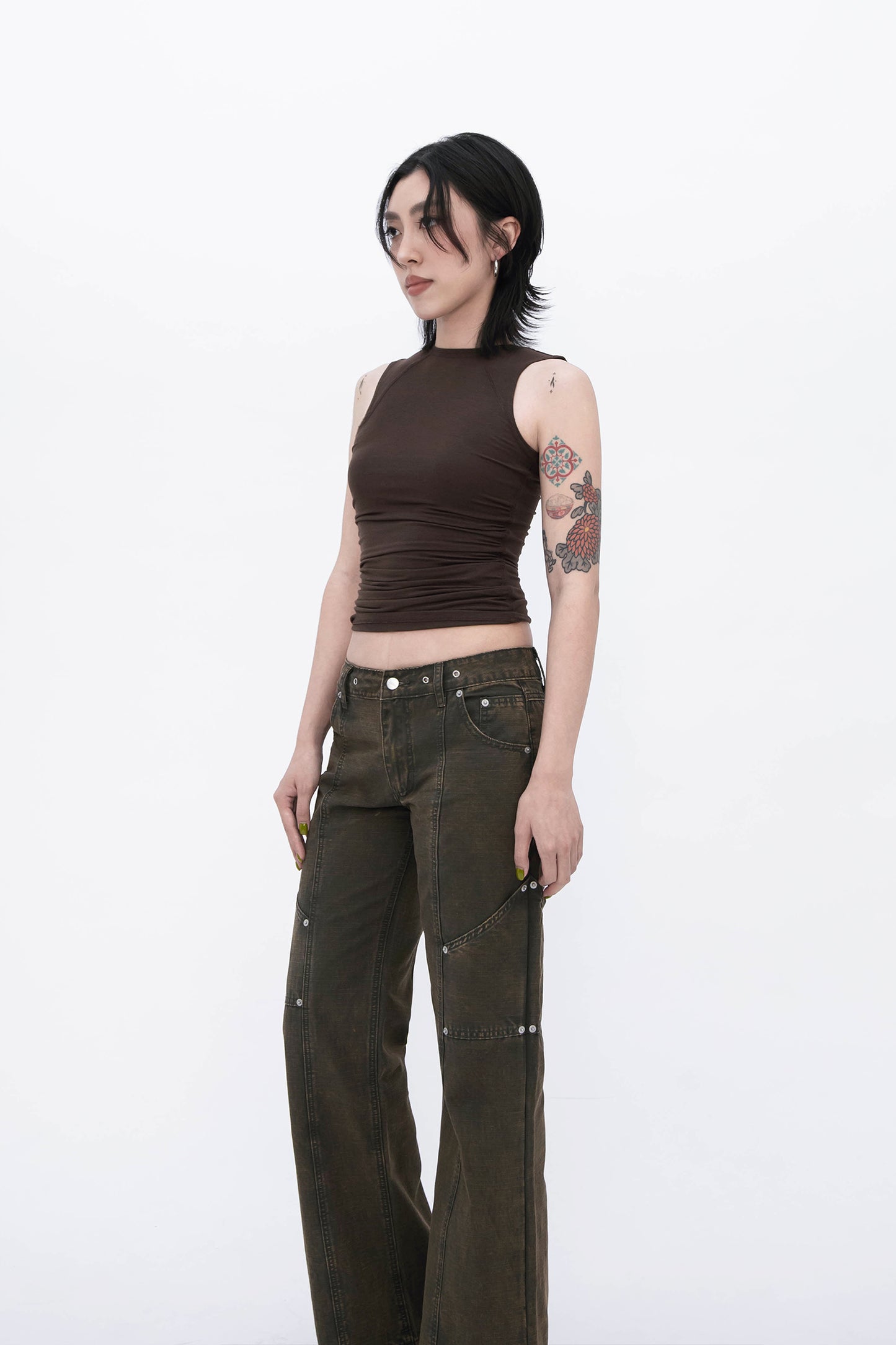 BRADDY RIVET PANTS (OLIVE)