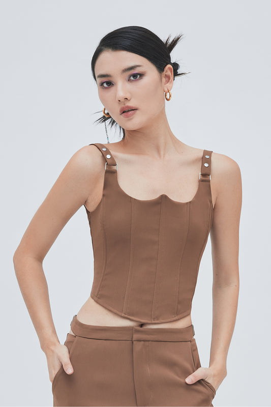 CUT OUT CORSET (BROWN)