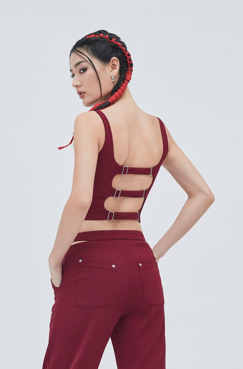 CUT OUT CORSET (DEEP RED)