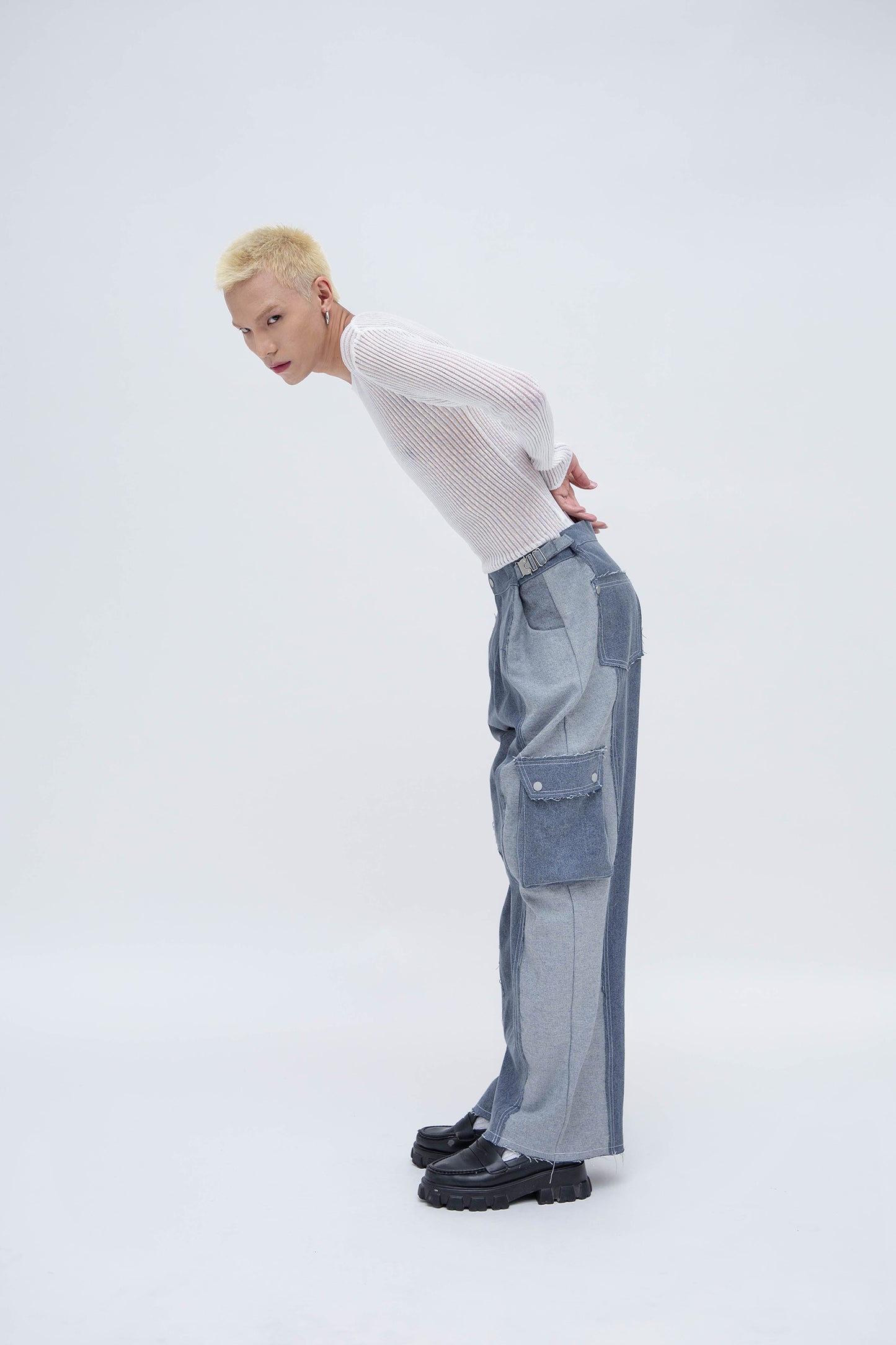 DENIM CARGO PANTS (BLUE)