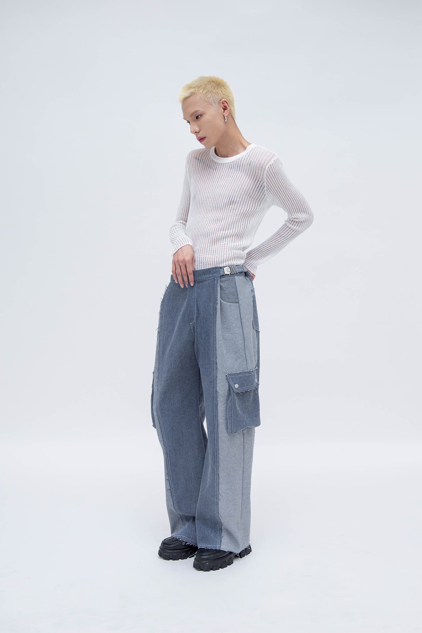 DENIM CARGO PANTS (BLUE)