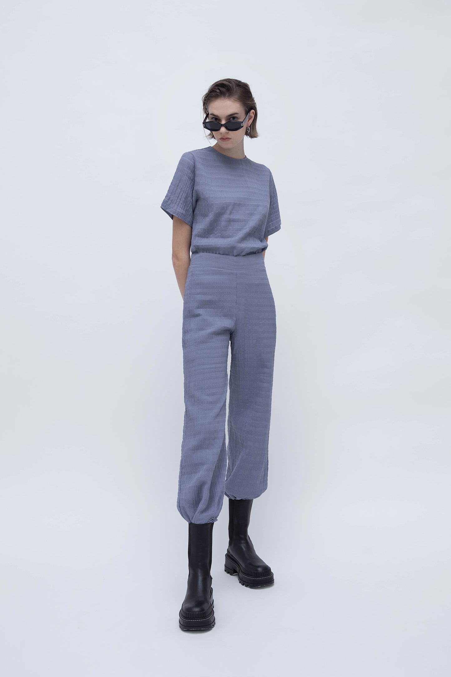 IRENE TEE CO-ORD (DUSTY BLUE)
