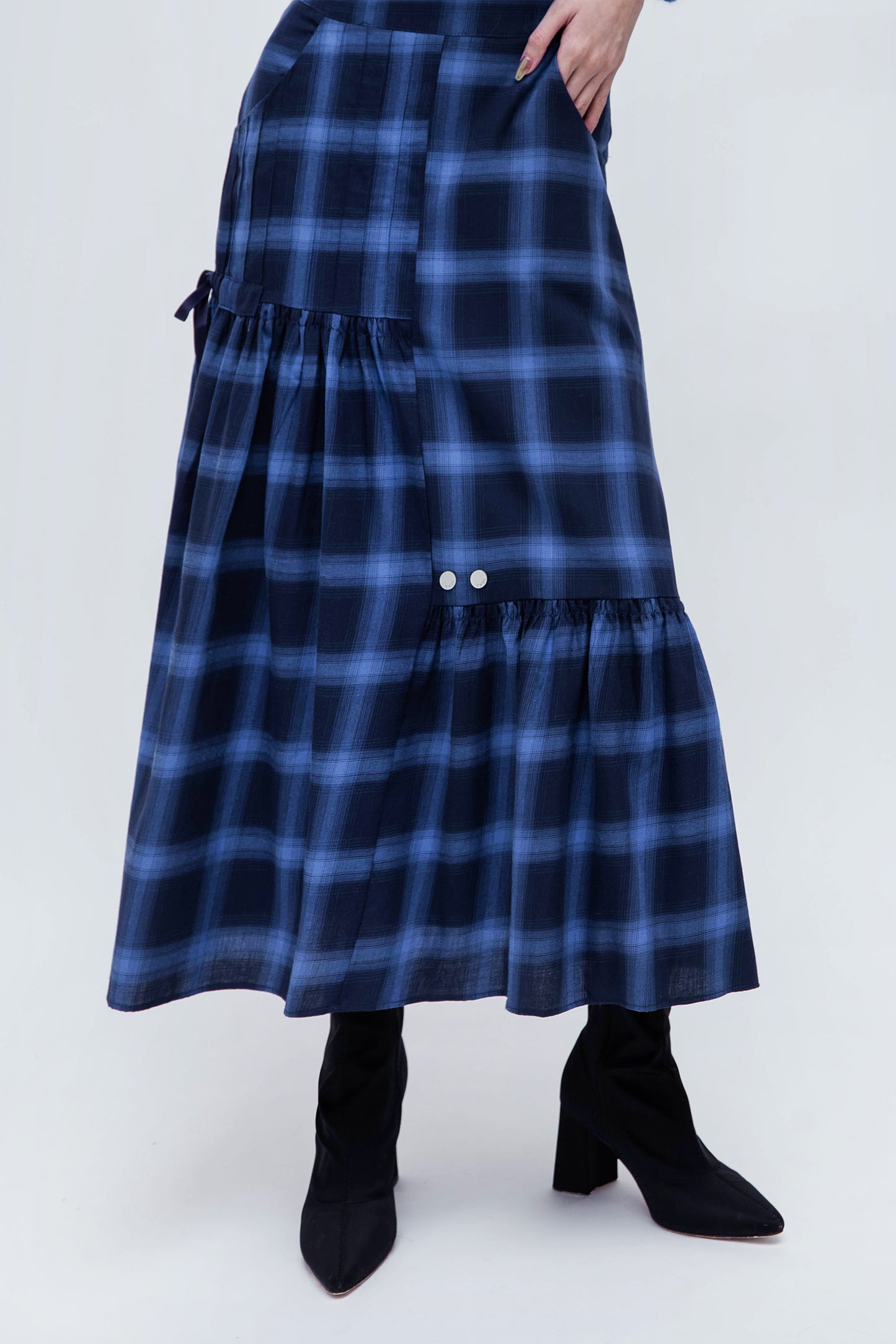 MAEVE MIDI SKIRT (BLUE CHECKERED)