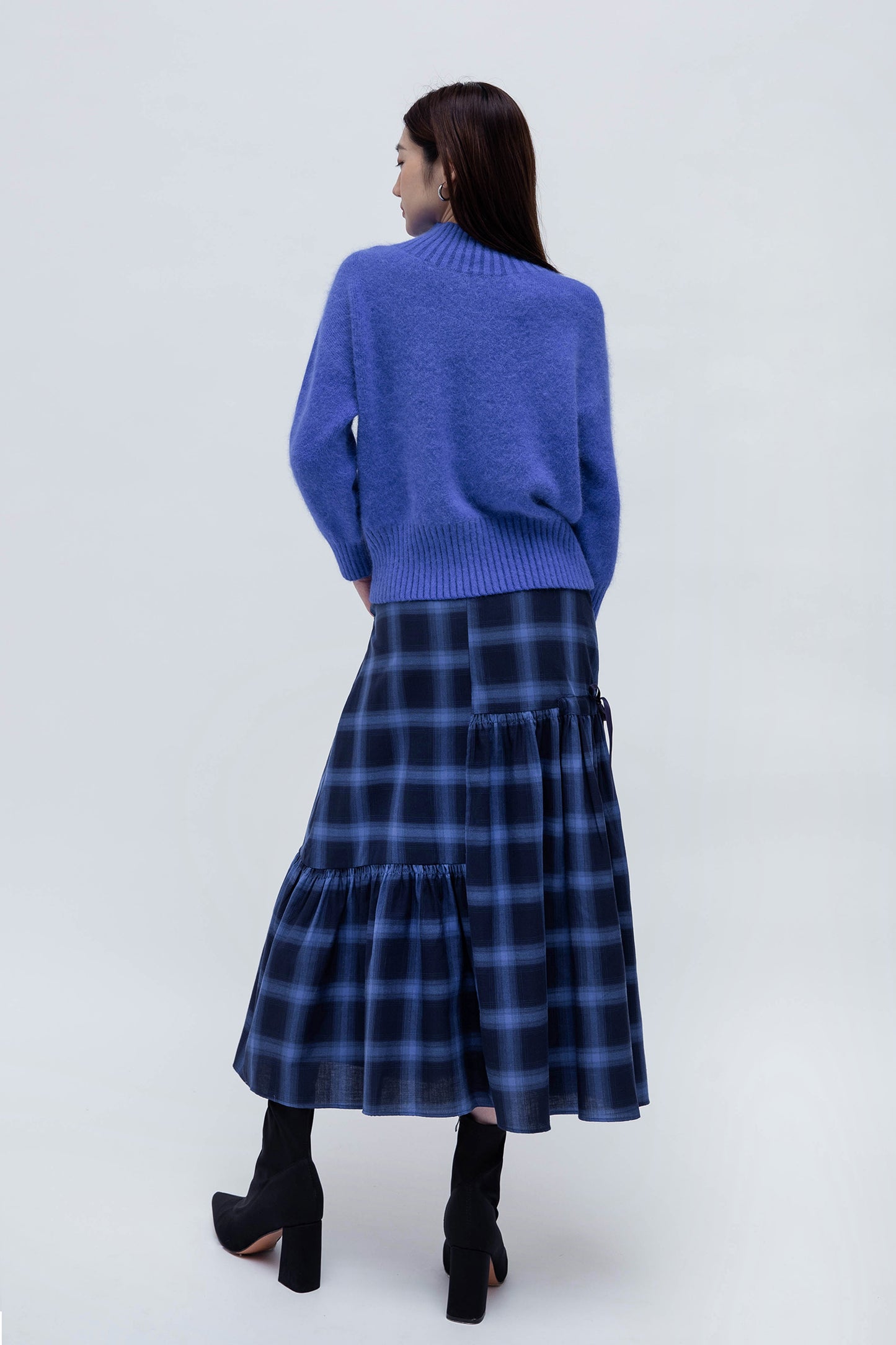 MAEVE MIDI SKIRT (BLUE CHECKERED)