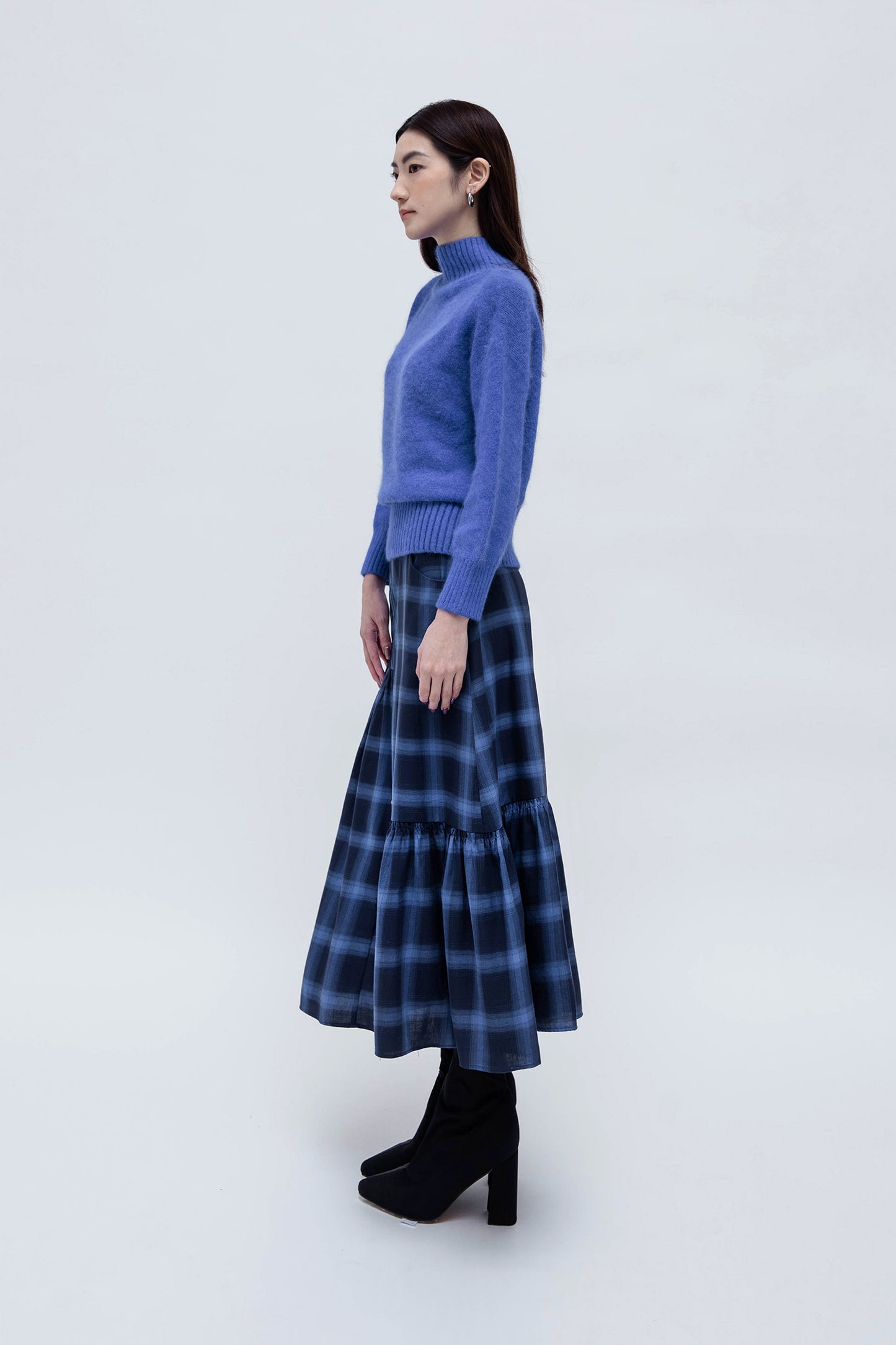 MAEVE MIDI SKIRT (BLUE CHECKERED)