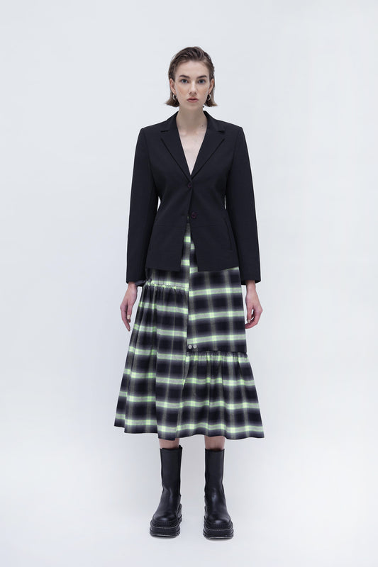 MAEVE MIDI SKIRT (NEON CHECKERED)