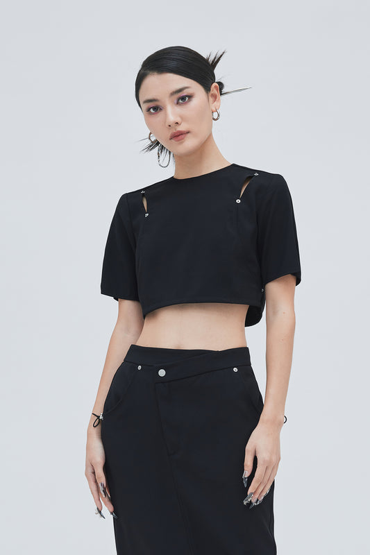 RIVET CROP TOP (BLACK)